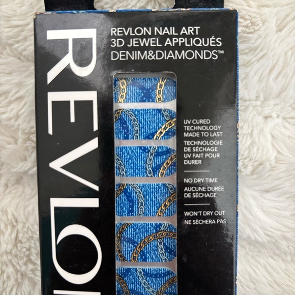 Revlon Denim & Diamonds Chain Blue and Gold Nail Art Appliqués - Picture 1 of 5